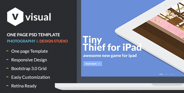 Visual - Multipurpose Flat Onepage PSD Design