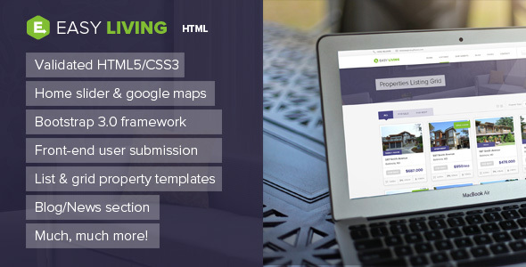 Product preview supplied for Easy Living - Real Estate HTML Template