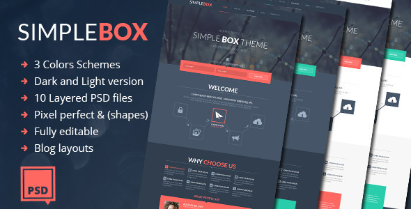 Product preview supplied for Simple Box - One Page Multi-Purpose Psd Theme