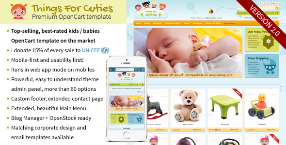 ThingsforCuties - the OpenCart Baby & Kids Template listing image