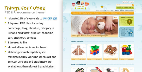 Product preview supplied for Things for Cuties - E-Commerce Baby Shop Template