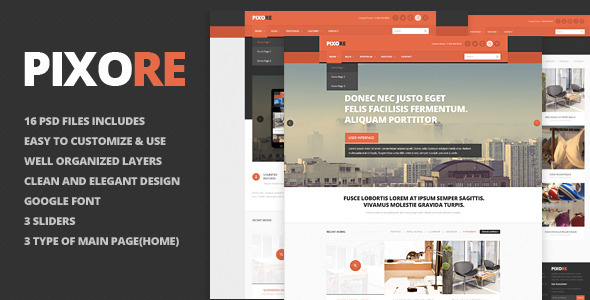 Pixore - clean and modern PSD template