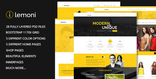 Lemoni - Pixel Perfect & Multipurpose PSD Template