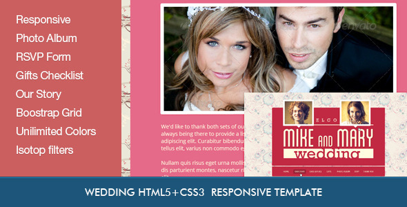 Wedding Retro HTML5 Template listing image
