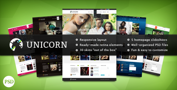 Preview image for Unicorn PSD - Multipurpose Retina Ready Template