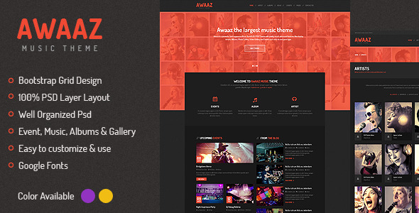 Awaaz Music PSD Template