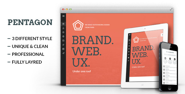 Pentagon - One Page Creative PSD Template