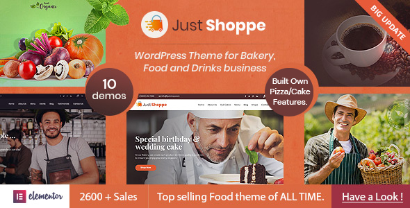 Justshop - Elementor Cake, Bakery & Food WordPress