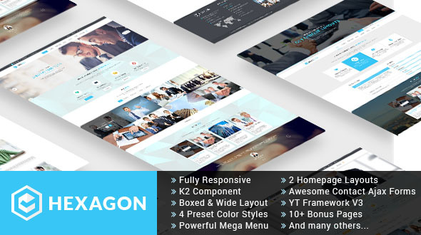 Product preview supplied for Hexagon - Responsive Multipurpose Business Joomla Template