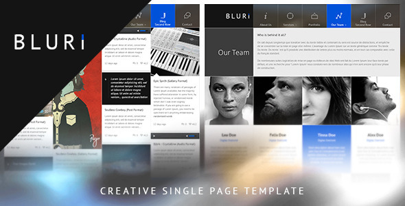 Product preview supplied for BLURI Single Page Template