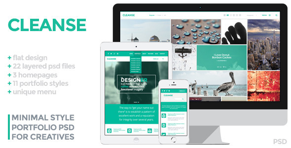 Preview image for Cleanse - Minimal Style Portfolio PSD