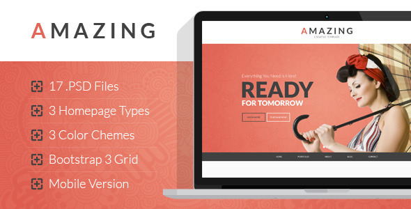 Product preview supplied for Amazing - Multipurpose Onepage & Multipage PSD Template