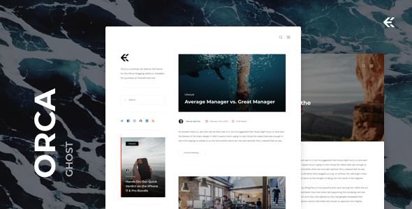 Product preview supplied for Orca - Responsive Ghost Theme