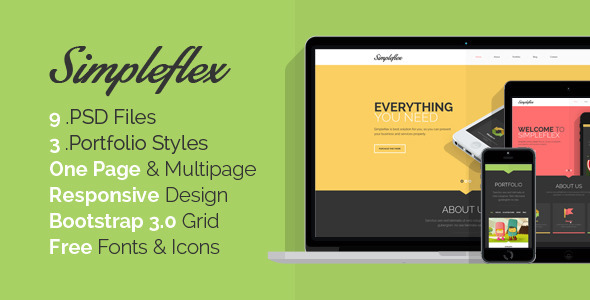 Simpleflex - OnePage & MultiPage Flat PSD template