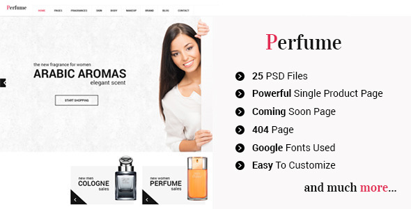 Perfume - eCommerce Shop PSD Template