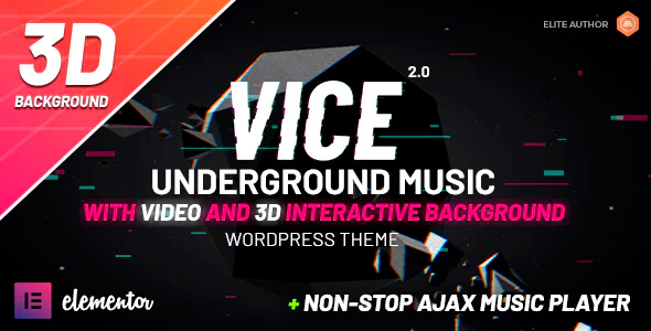 Vice: Underground Music Elementor WordPress Theme listing image