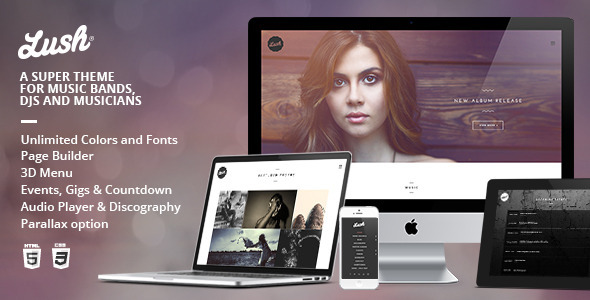 Lush - Music Band & Musician WordPress Theme product preview