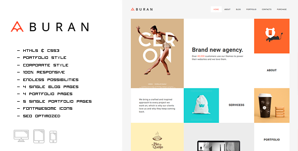Product preview supplied for Buran - Smart Portfolio and Business HTML Template