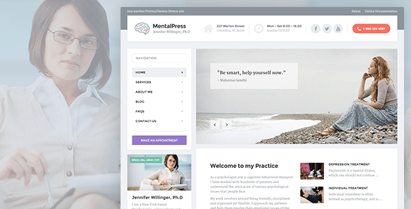 MentalPress — WordPress Theme for Medical Professionals, Psychologists, and Psychiatrists product preview