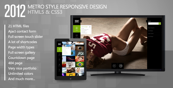 Product preview supplied for 2012 - Metro Style Responsive HTML Template