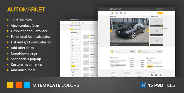 AutoMarket - HTML Vehicle Marketplace Template listing image