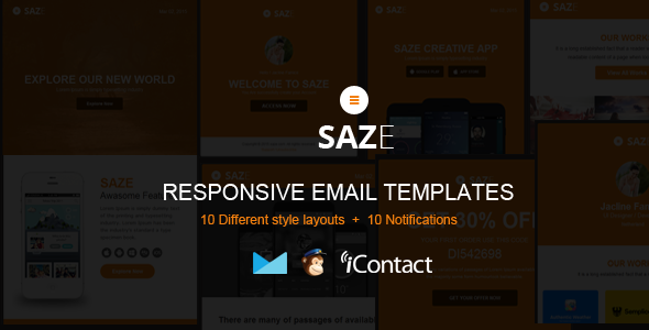 Product preview supplied for Saze - Responsive Email Kit + Themebuilder Access