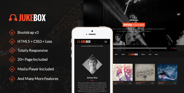Product preview supplied for Jukebox - Responsive Music and Band Template