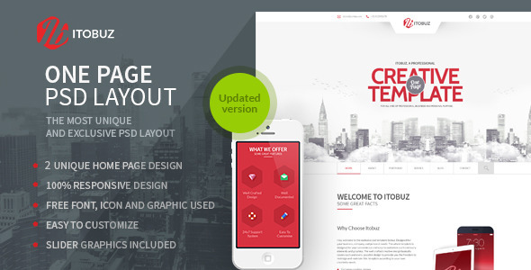 Itobuz One Page PSD Template listing image