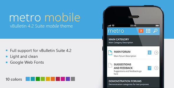 Metro Mobile - A Theme for vBulletin 4.2 product preview