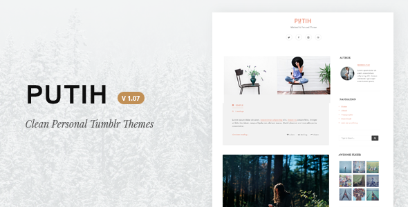 Preview image for Putih | Clean Personal Tumblr Theme