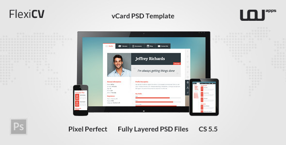 FlexiCV - vCard PSD Template listing image