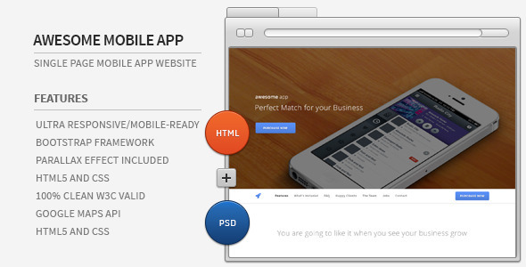 Awesome App Responsive Parallax HTML5 Showcase