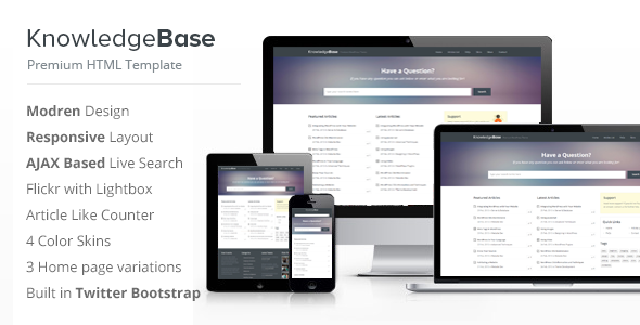 Preview image for Knowledge Base HTML Template