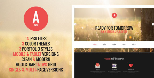 A-Page - Flat Onepage & Multipage PSD Template
