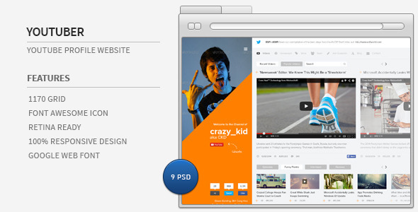 Youtuber - Youtube Profile Website product preview