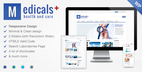 Product preview supplied for Medicals - Health & Care WordPress Theme