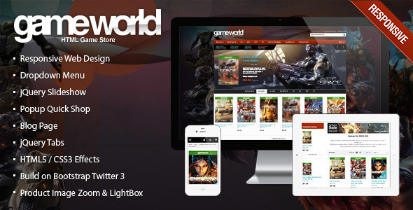Responsive HTML Theme - GameWorld listing image
