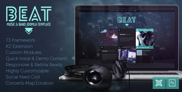 Beat - One Page Music & Band Joomla Template product preview