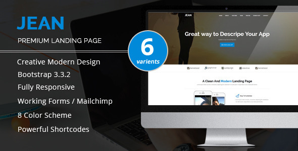 Preview image for Jean - Startup Landing Page HTML Template