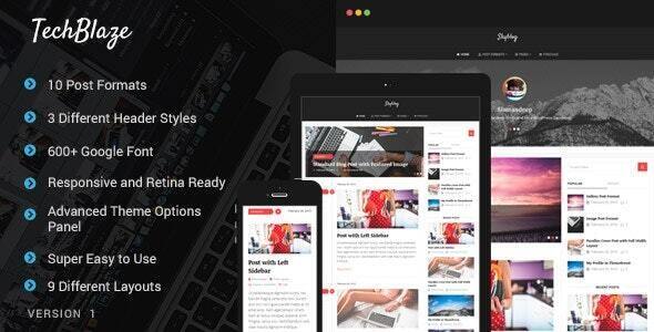 Product preview supplied for TechBlaze - Professional WordPress Blog Theme