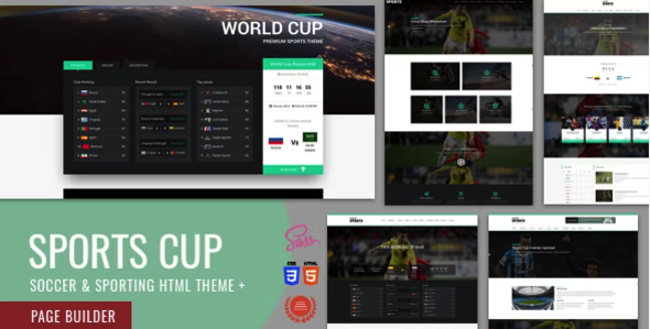 Preview image for Sports Cup, Soccer Html Theme + Page Builder