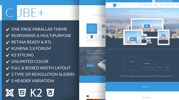 Cube+ | One Page Parallax Joomla Theme