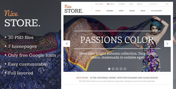 Product preview supplied for Nice Store - eCommerce PSD Template