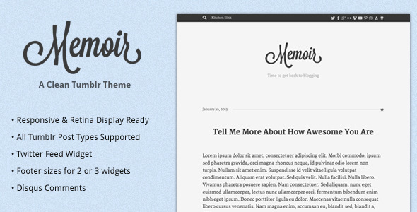 Memoir Tumblr Theme product preview