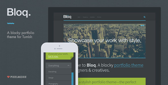 Preview image for Bloq - A Blocky Portfolio Theme for Tumblr
