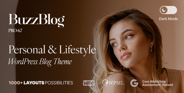 Product preview supplied for Buzz - Personal & Lifestyle WordPress Blog Theme with Dark Mode