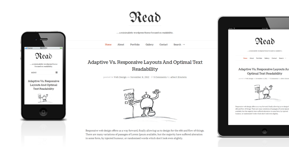 Product preview supplied for Read WP - Minimalist WordPress Blog Theme