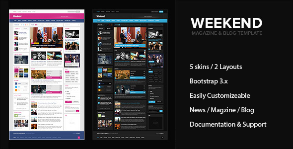 Product preview supplied for Weekend - Magazine & Blog HTML Responsive Template