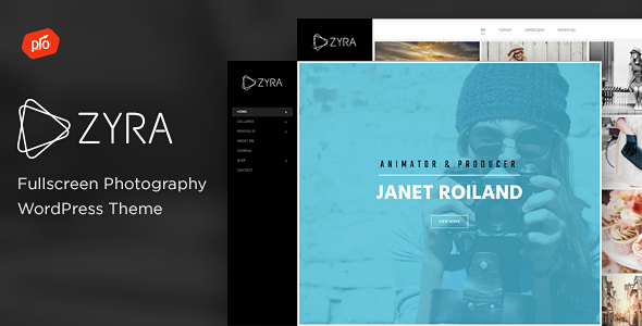 Product preview supplied for Zyra - Fullscreen Photography WordPress Theme
