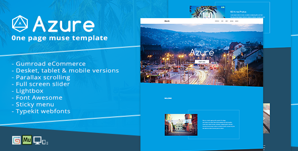 Azure - Pure Blue Muse Template for Portfolios & Creatives listing image